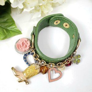 Green Lucky Charm Leather Bracelet Yik Fung